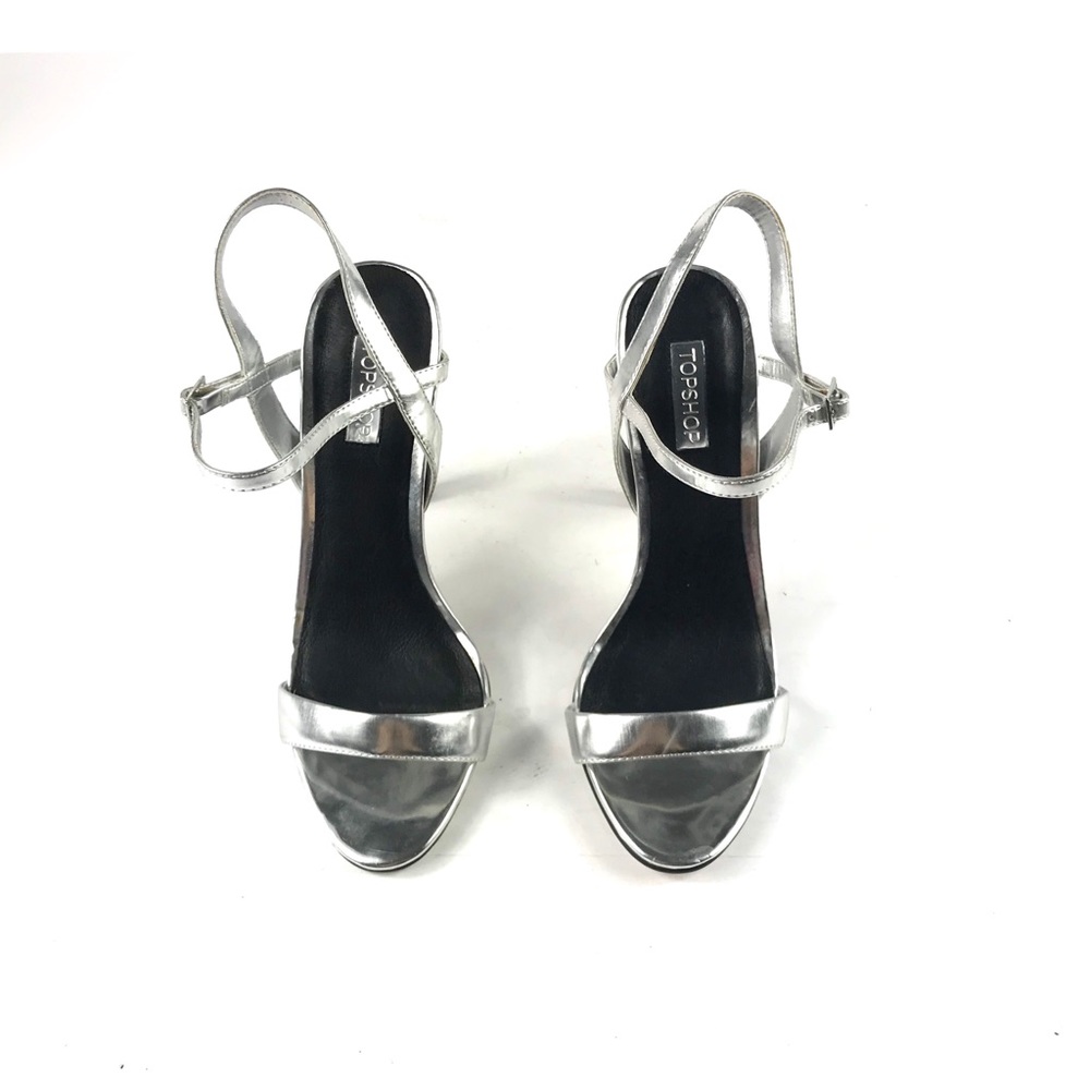 Topshop Women’s Silver Ankle Strap Heels